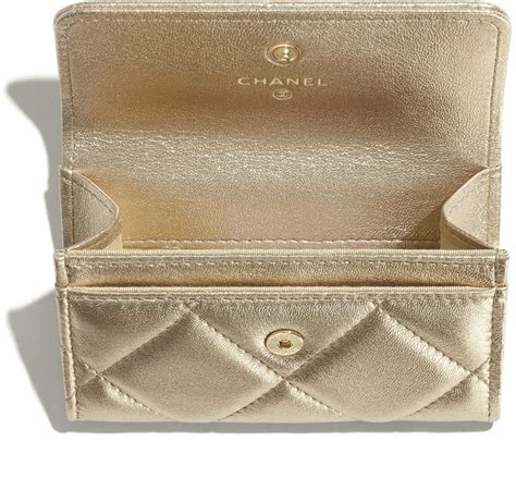 chanel gold metallic card holder|Chanel card holder women.